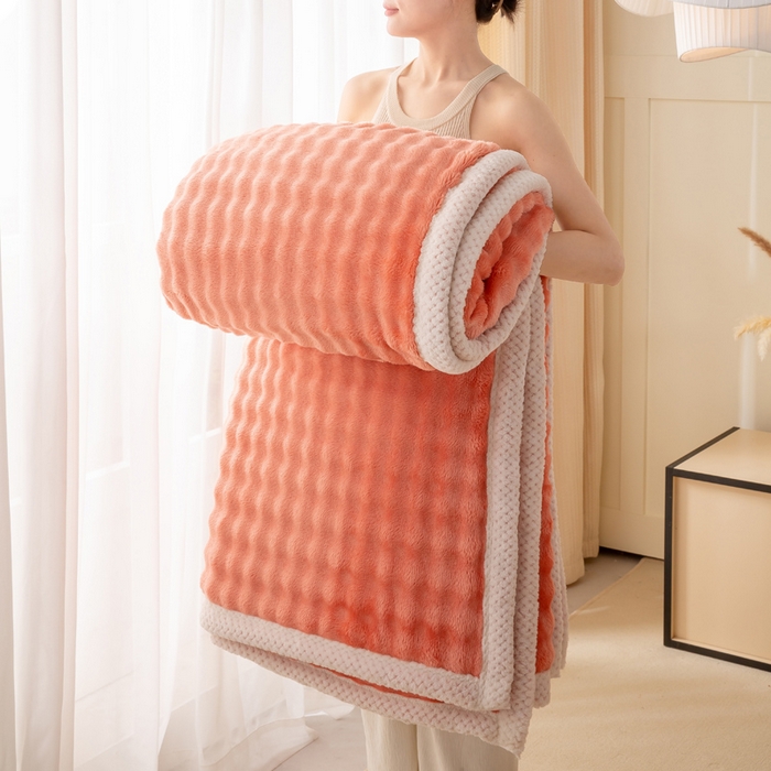 91家纺网 家纺一手货源 找家纺 爱彼家纺 2025热门冬季新款玉兔云绒毛毯单盖毯-多主图系列一 玉兔云绒-赤橙