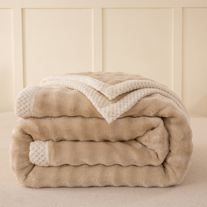 91家纺网 家纺一手货源 找家纺 爱彼家纺 2025热门冬季新款玉兔云绒毛毯单盖毯-多主图系列一 玉兔云绒-米咖