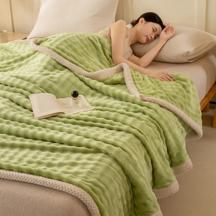 91家纺网 家纺一手货源 找家纺 爱彼家纺 2025热门冬季新款玉兔云绒毛毯单盖毯-多主图系列一 玉兔云绒-茶绿