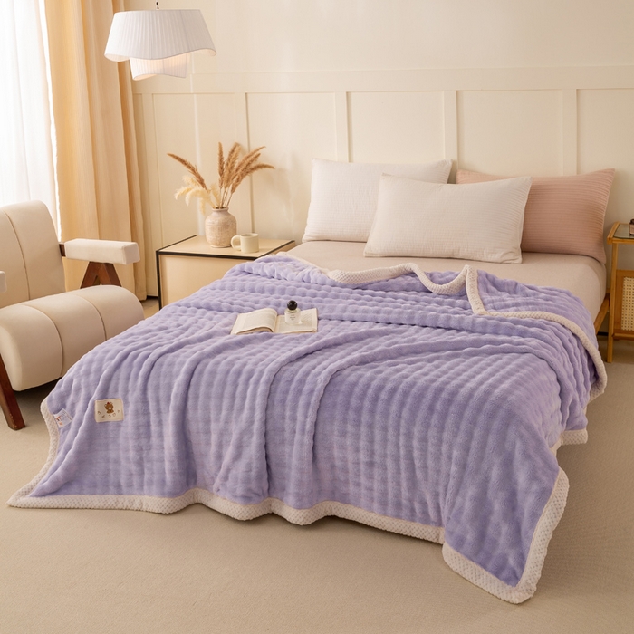 91家纺网 家纺一手货源 找家纺 爱彼家纺 2025热门冬季新款玉兔云绒毛毯单盖毯-多主图系列一 玉兔云绒-芋紫