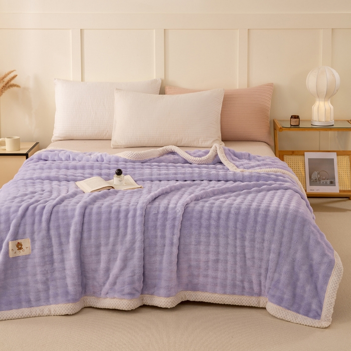 91家纺网 家纺一手货源 找家纺 爱彼家纺 2025热门冬季新款玉兔云绒毛毯单盖毯-多主图系列一 玉兔云绒-芋紫