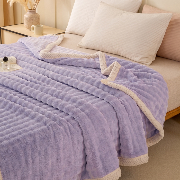 91家纺网 家纺一手货源 找家纺 爱彼家纺 2025热门冬季新款玉兔云绒毛毯单盖毯-多主图系列一 玉兔云绒-芋紫