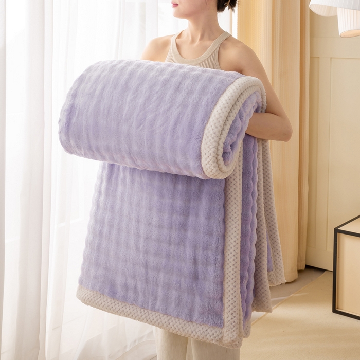 91家纺网 家纺一手货源 找家纺 爱彼家纺 2025热门冬季新款玉兔云绒毛毯单盖毯-多主图系列一 玉兔云绒-芋紫