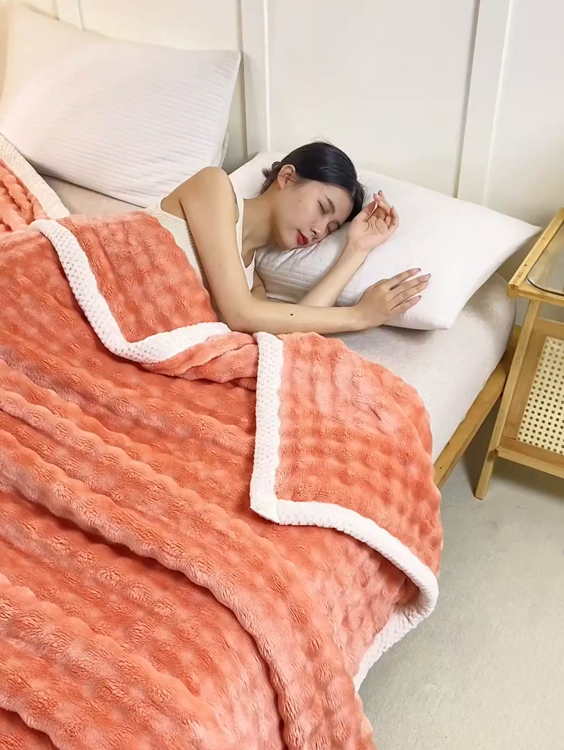 91家纺网 家纺一手货源 找家纺 （总）爱彼家纺 2025热门冬季新款玉兔云绒毛毯单盖毯-多主图系列一