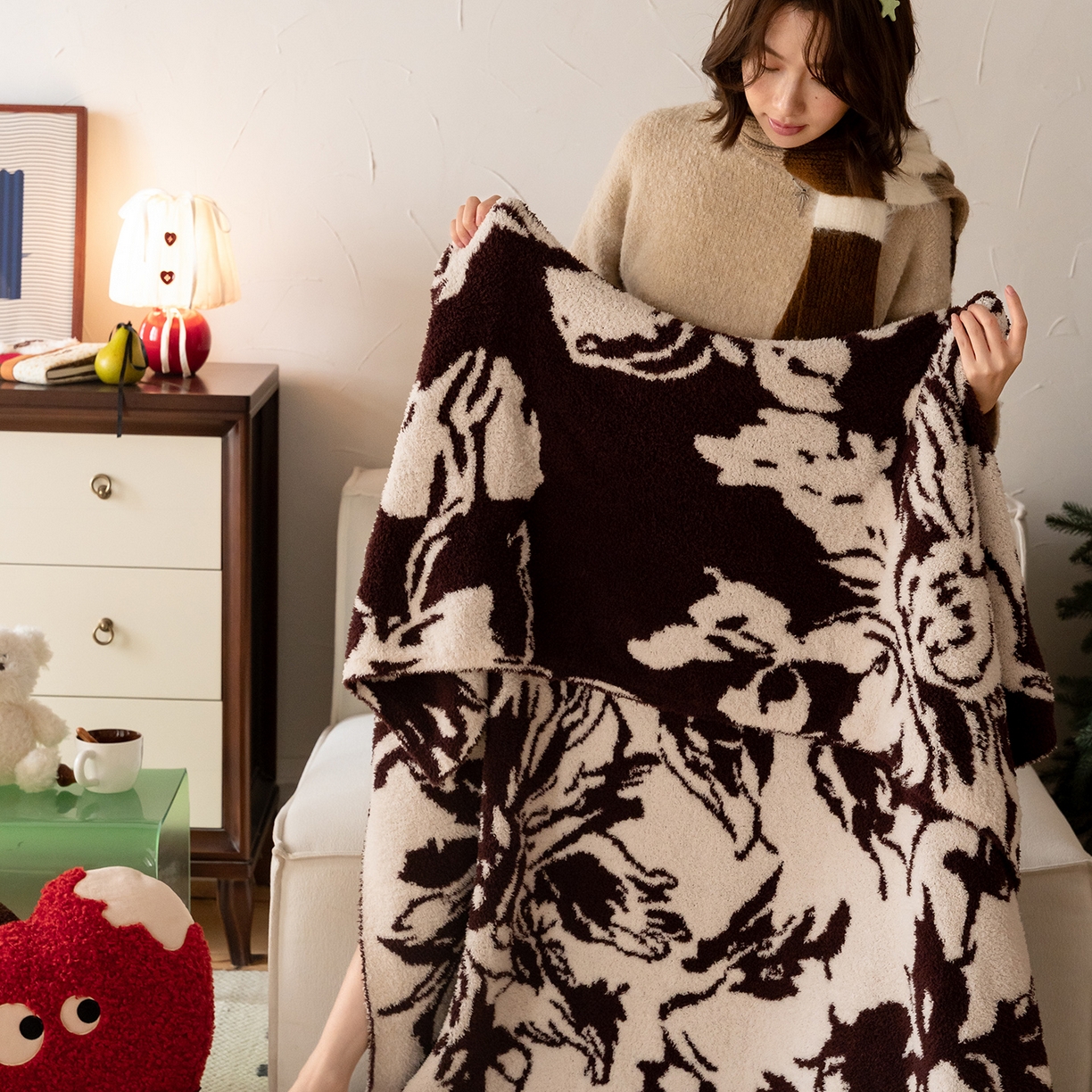 91家纺网 家纺一手货源 找家纺 （总）多乐娜 2025新款原创设计半边绒毛毯盖毯沙发毯毯子