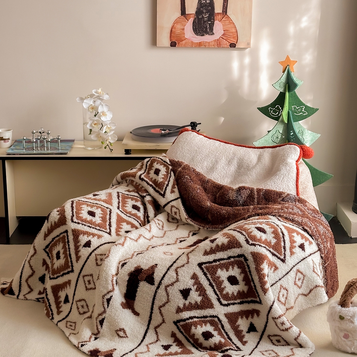 91家纺网 家纺一手货源 找家纺 （总）多乐娜 2025新款原创设计半边绒毛毯盖毯沙发毯毯子