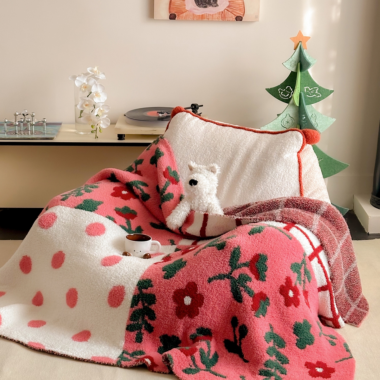 91家纺网 家纺一手货源 找家纺 （总）多乐娜 2025新款原创设计半边绒毛毯盖毯沙发毯毯子