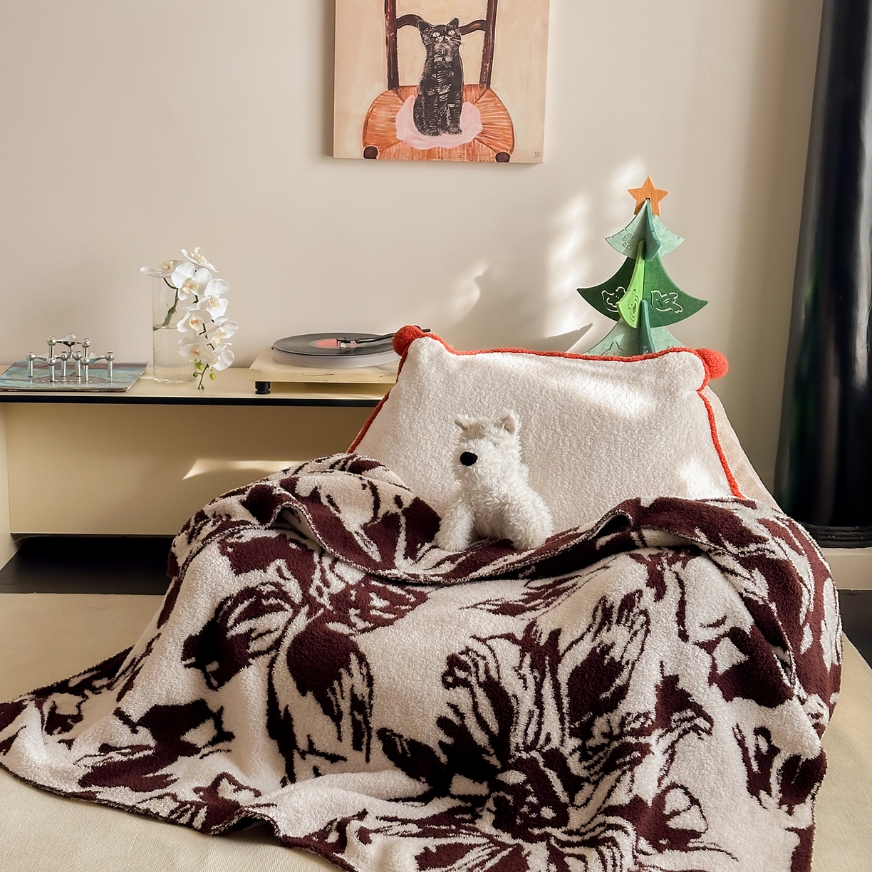 多乐娜 2025新款原创设计半边绒毛毯盖毯沙发毯毯子 罗马假日