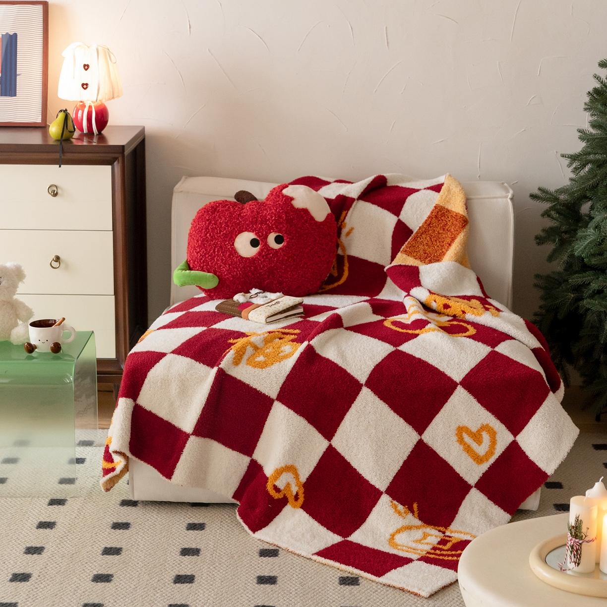 91家纺网 家纺一手货源 找家纺 多乐娜 2025新款原创设计半边绒毛毯盖毯沙发毯毯子 福气多多