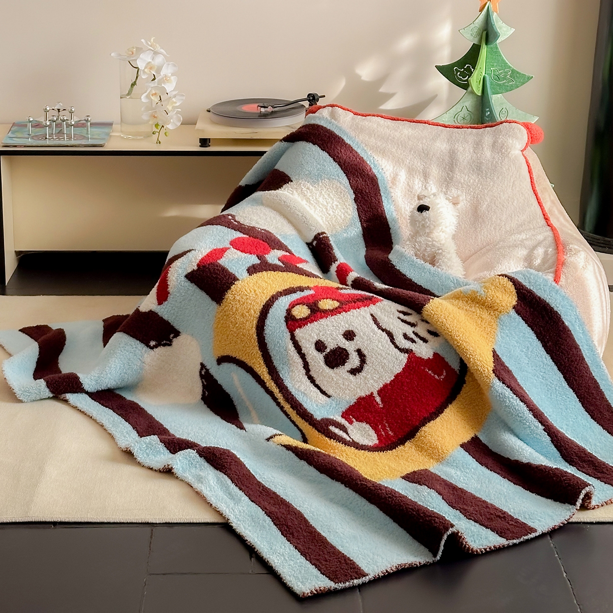 多乐娜 2025新款原创设计半边绒毛毯盖毯沙发毯毯子 飞行日记