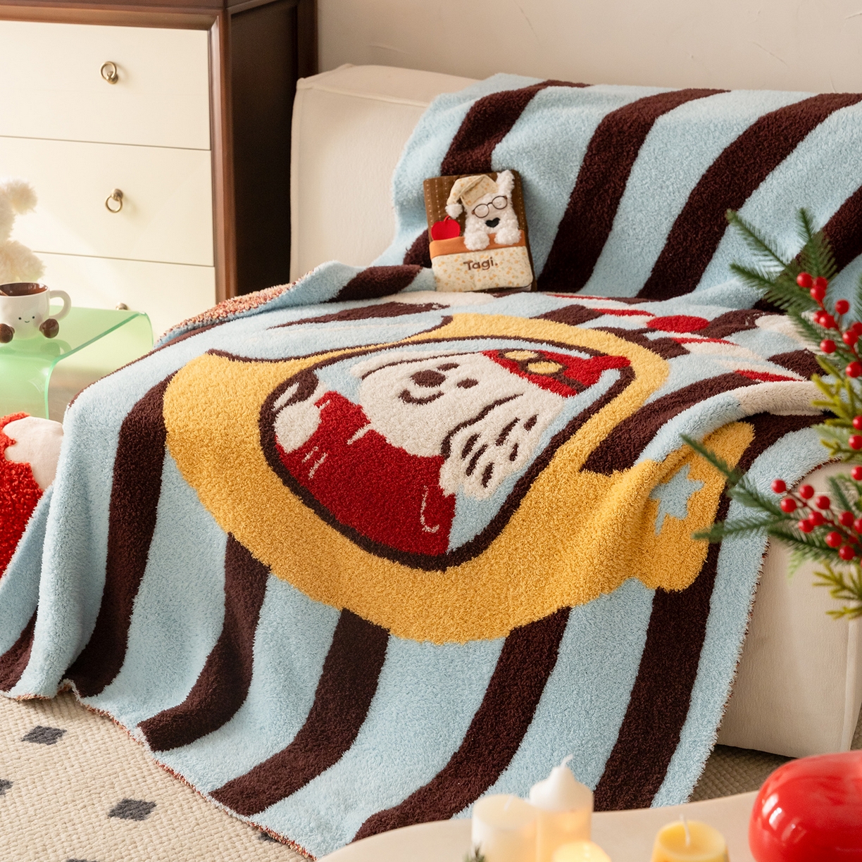 91家纺网 家纺一手货源 找家纺 多乐娜 2025新款原创设计半边绒毛毯盖毯沙发毯毯子 飞行日记