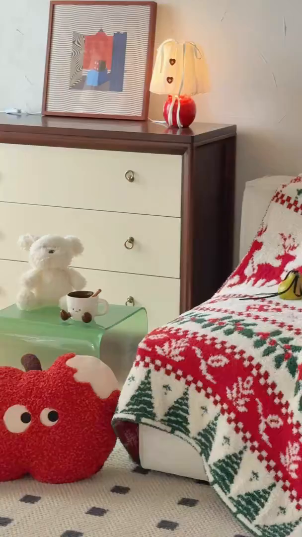 91家纺网 家纺一手货源 找家纺 多乐娜 2025新款原创设计半边绒毛毯盖毯沙发毯毯子 圣诞快乐