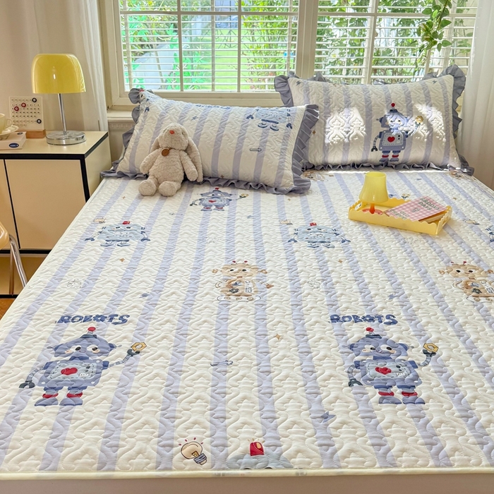 91家纺网 家纺一手货源 找家纺 美达家纺 新款A类全棉夹棉防滑可机洗床盖全棉直边软席款（可定制）蓝星绮梦