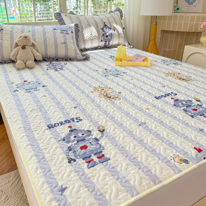 91家纺网 家纺一手货源 找家纺 美达家纺 新款A类全棉夹棉防滑可机洗床盖全棉直边软席款（可定制）蓝星绮梦