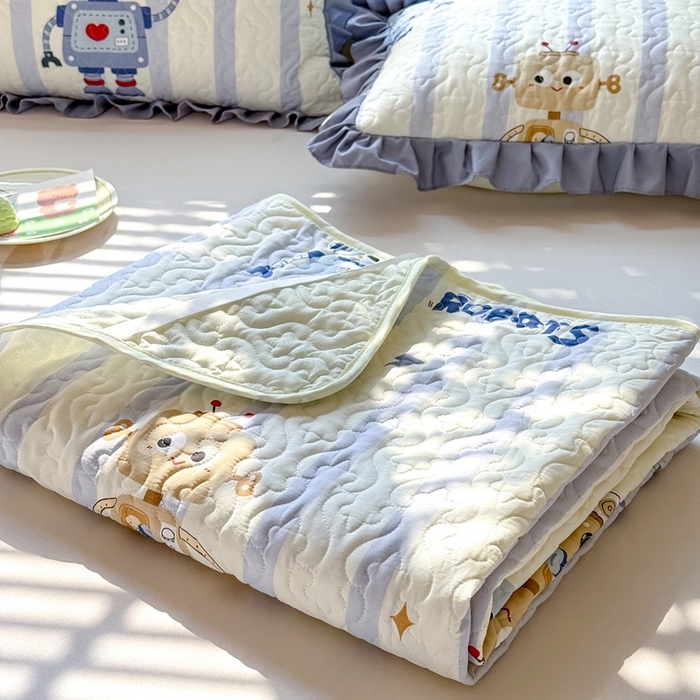 91家纺网 家纺一手货源 找家纺 美达家纺 新款A类全棉夹棉防滑可机洗床盖全棉直边软席款（可定制）蓝星绮梦