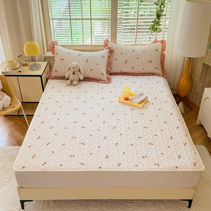 美达家纺 新款A类全棉夹棉防滑可机洗床盖全棉直边软席款（可定制）香颂