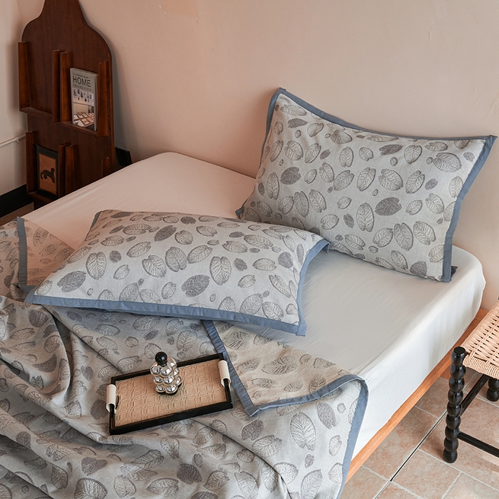 91家纺网 家纺一手货源 找家纺 棠薇家纺 2025新款全棉纱布枕套厚枕套 清风灰