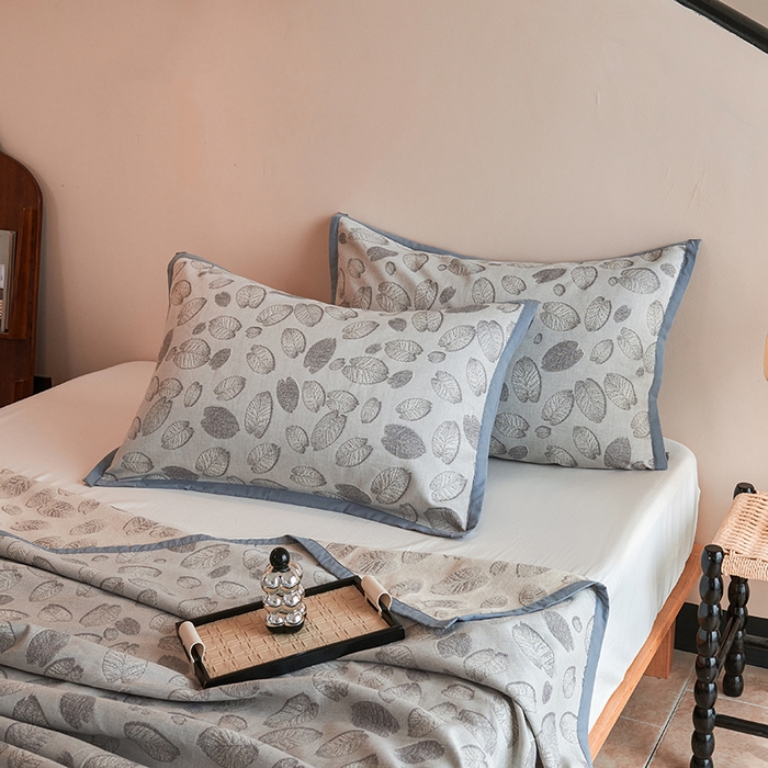 91家纺网 家纺一手货源 找家纺 棠薇家纺 2025新款全棉纱布枕套厚枕套 清风灰