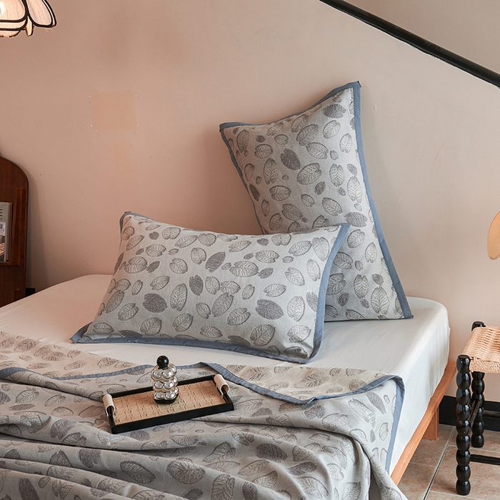 91家纺网 家纺一手货源 找家纺 棠薇家纺 2025新款全棉纱布枕套厚枕套 清风灰