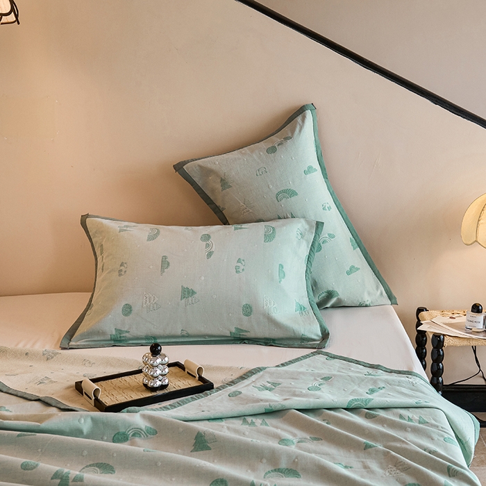 91家纺网 家纺一手货源 找家纺 棠薇家纺 2025新款全棉纱布枕套厚枕套 小熊猫