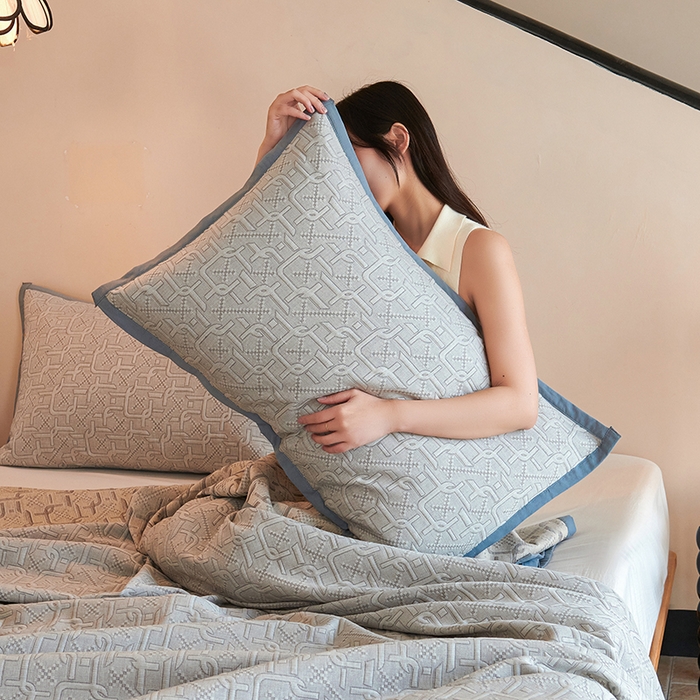 棠薇家纺 2025新款全棉纱布枕套厚枕套 雅格灰