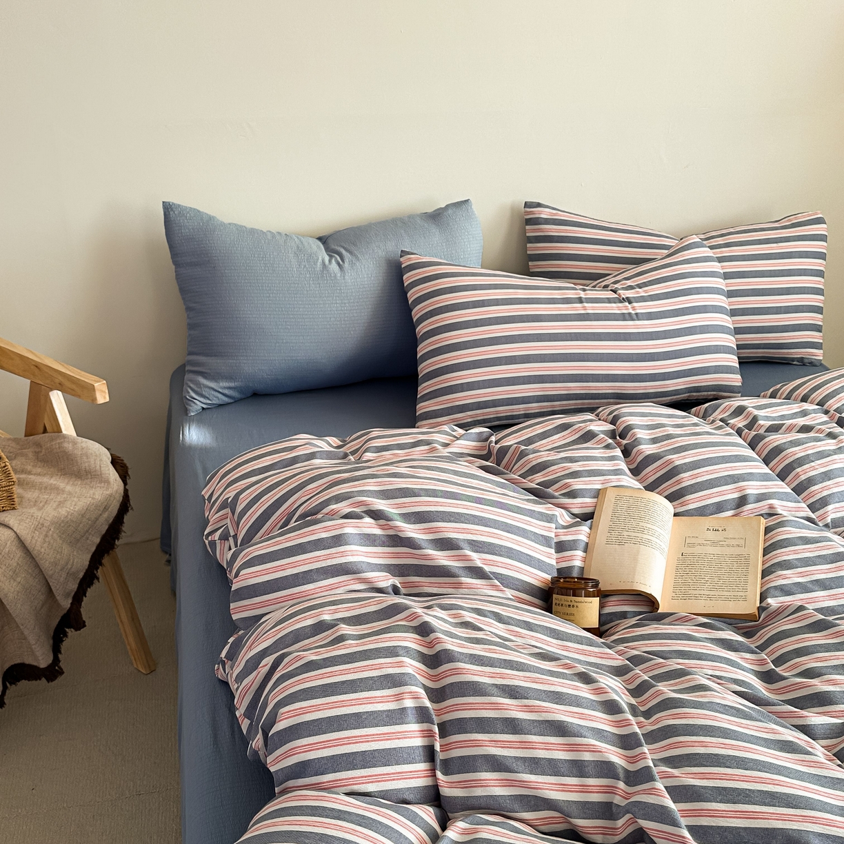 91家纺网 家纺一手货源 找家纺 （总）麦乐迪 2025新款10A抗菌亲肤云朵双层纱无印风水洗棉三件套四件套（提供买家秀和抗菌检测报告）