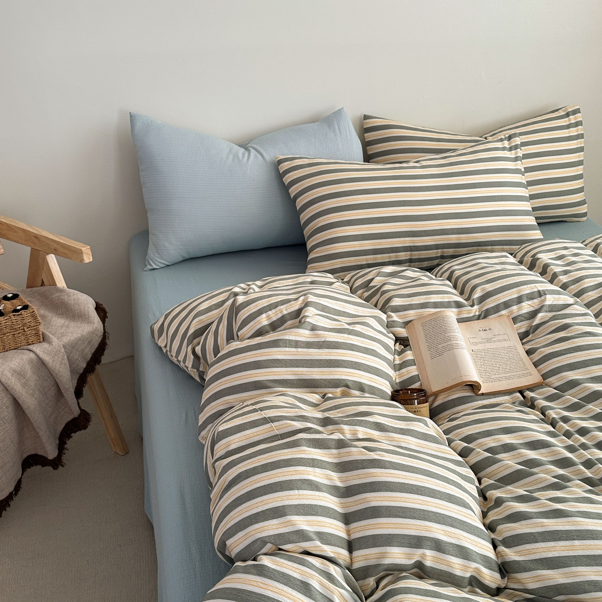 91家纺网 家纺一手货源 找家纺 （总）麦乐迪 2025新款10A抗菌亲肤云朵双层纱无印风水洗棉三件套四件套（提供买家秀和抗菌检测报告）