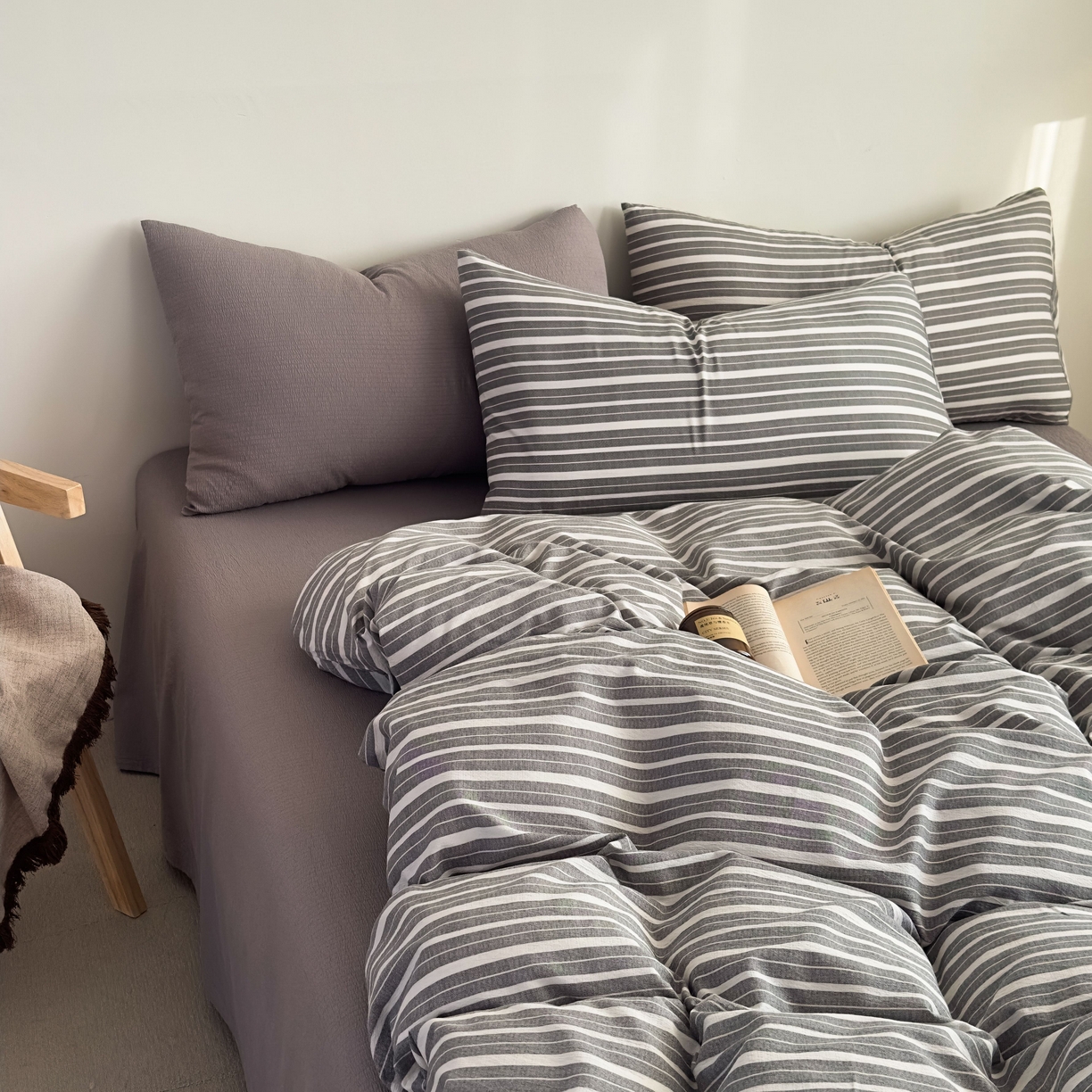 91家纺网 家纺一手货源 找家纺 （总）麦乐迪 2025新款10A抗菌亲肤云朵双层纱无印风水洗棉三件套四件套（提供买家秀和抗菌检测报告）