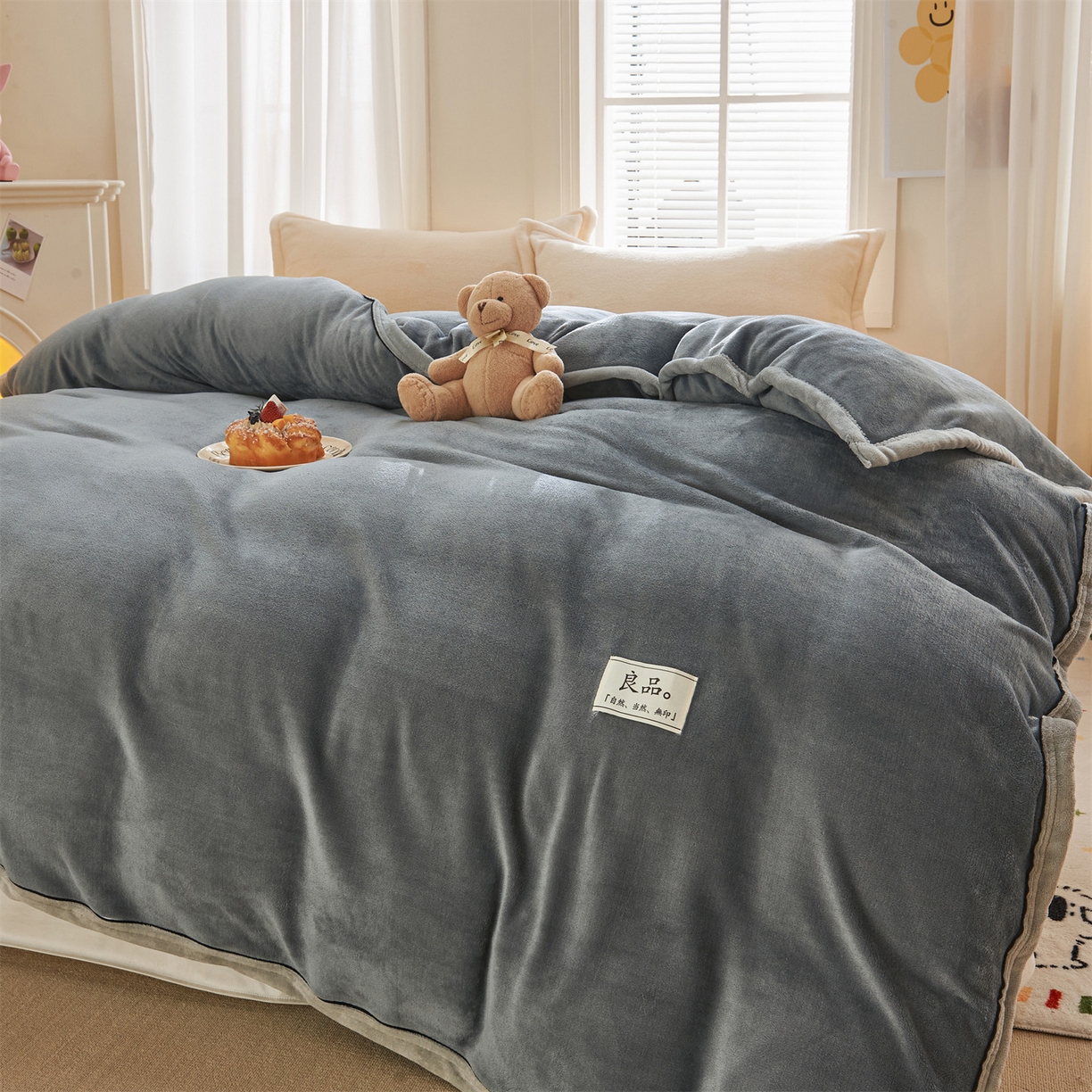 91家纺网 家纺一手货源 找家纺 天之澜家纺 2025新款多功能牛奶绒单被套盖毯（不含被芯） 烟灰