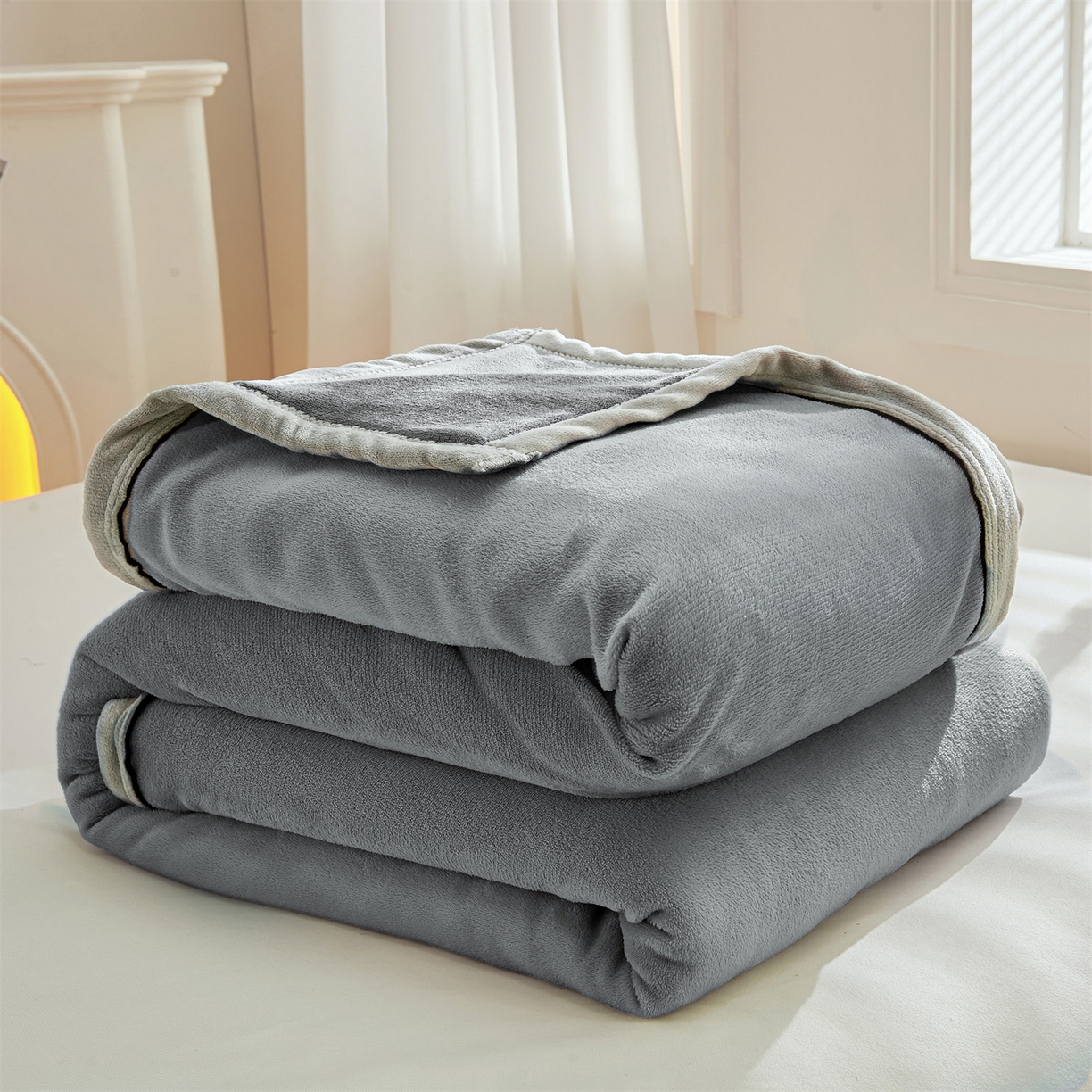 91家纺网 家纺一手货源 找家纺 天之澜家纺 2025新款多功能牛奶绒单被套盖毯（不含被芯） 烟灰