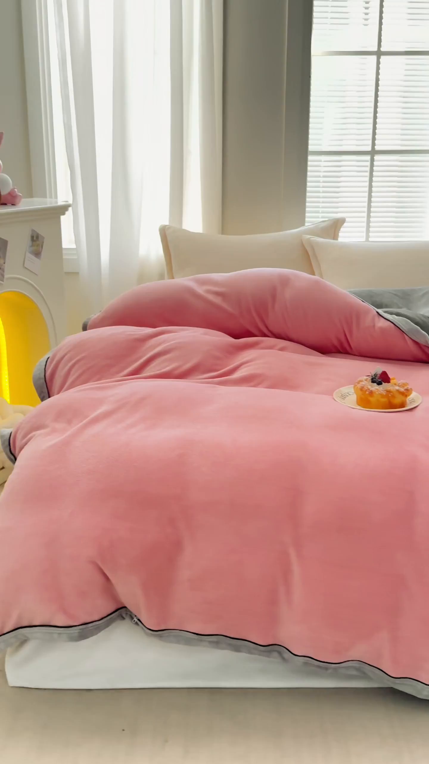 91家纺网 家纺一手货源 找家纺 天之澜家纺 2025新款多功能牛奶绒单被套盖毯（不含被芯） 胭脂粉