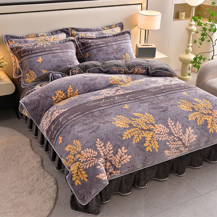 91家纺网 家纺一手货源 找家纺 （总）亿品2025直播爆款9.5斤牛奶绒四件套加厚保暖床裙四件套