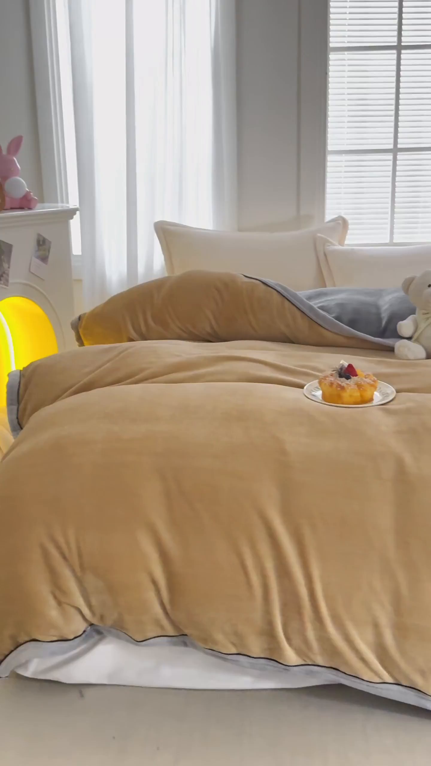 91家纺网 家纺一手货源 找家纺 天之澜家纺 2025新款多功能牛奶绒单被套盖毯（不含被芯） 卡其