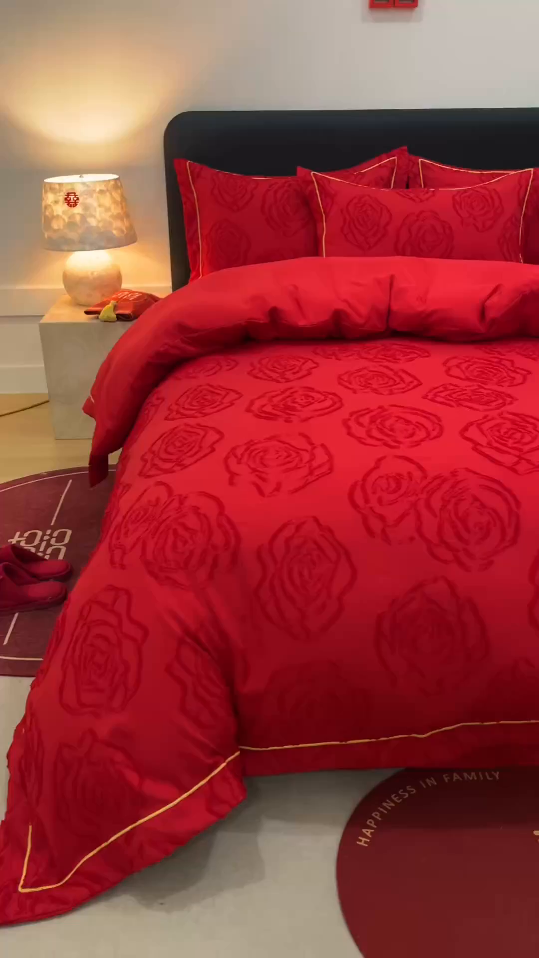 91家纺网 家纺一手货源 找家纺 千希家纺 2025新款加厚斜纹剪花工艺婚庆四件套（提供买家秀） 真爱永恒