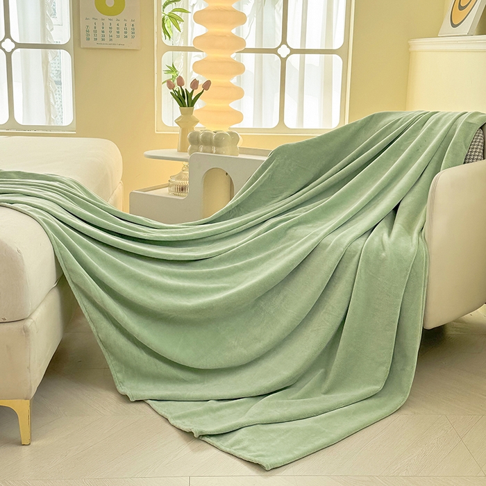 91家纺网 家纺一手货源 找家纺 悠米悠家 2025新款保暖舒适牛奶绒单品床单 绿色