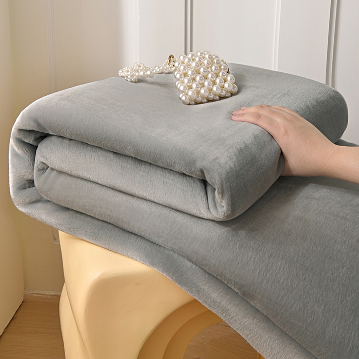 91家纺网 家纺一手货源 找家纺 悠米悠家 2025新款保暖舒适牛奶绒单品床单 灰色