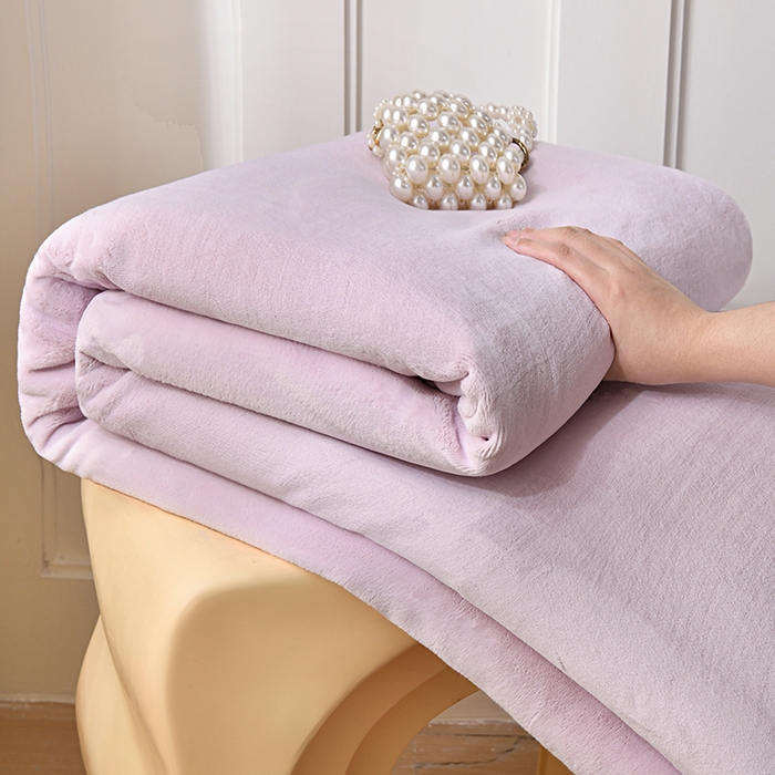 91家纺网 家纺一手货源 找家纺 悠米悠家 2025新款保暖舒适牛奶绒单品床单 粉紫色