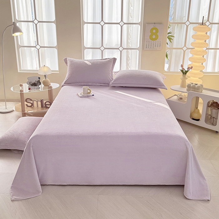 91家纺网 家纺一手货源 找家纺 悠米悠家 2025新款保暖舒适牛奶绒单品床单 粉紫色