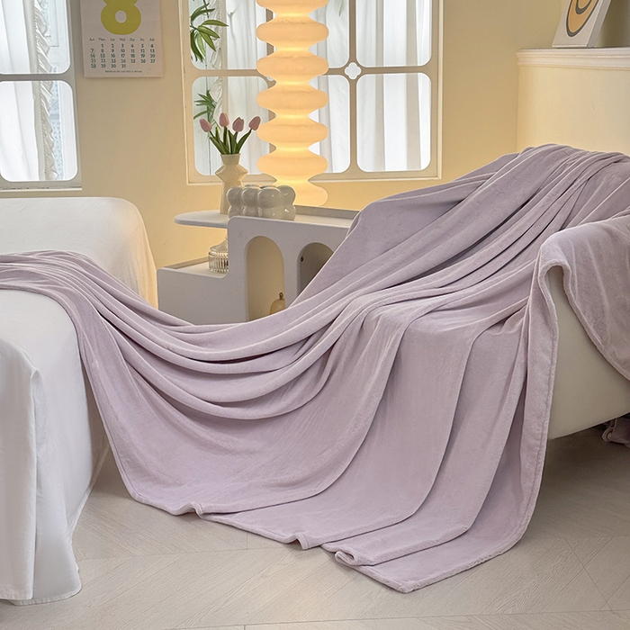 91家纺网 家纺一手货源 找家纺 悠米悠家 2025新款保暖舒适牛奶绒单品床单 粉紫色