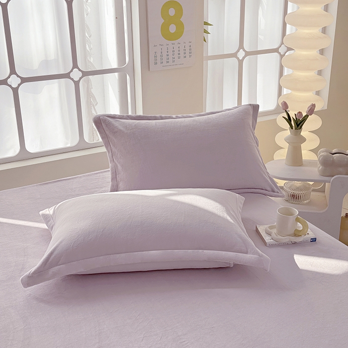 91家纺网 家纺一手货源 找家纺 悠米悠家 2025新款保暖舒适牛奶绒单品床单 粉紫色