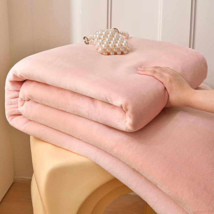 91家纺网 家纺一手货源 找家纺 悠米悠家 2025新款保暖舒适牛奶绒单品床单 粉色