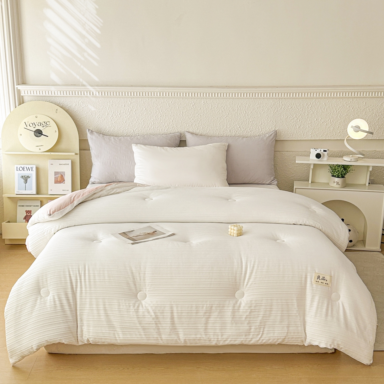 91家纺网 家纺一手货源 找家纺 尊妙被业 2025新款新疆棉花被冬被春秋被被子被芯-良品条纹 良品条白+粉