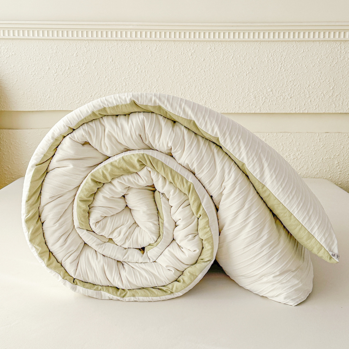 91家纺网 家纺一手货源 找家纺 尊妙被业 2025新款新疆棉花被冬被春秋被被子被芯-良品条纹 良品条白+绿