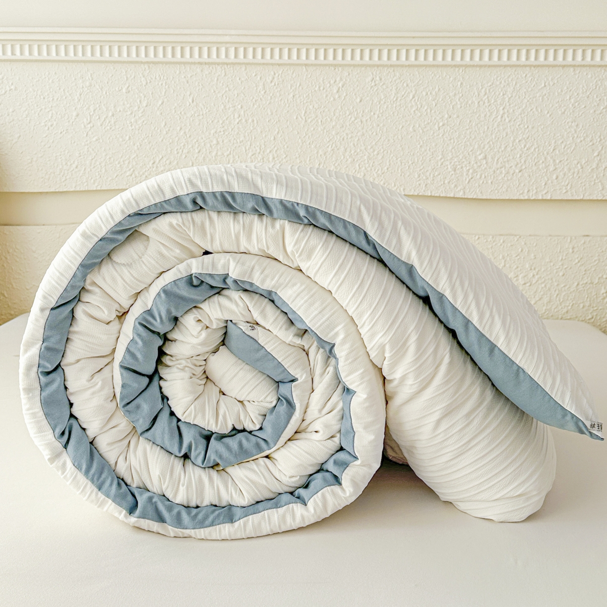 91家纺网 家纺一手货源 找家纺 尊妙被业 2025新款新疆棉花被冬被春秋被被子被芯-良品条纹 良品条白+蓝