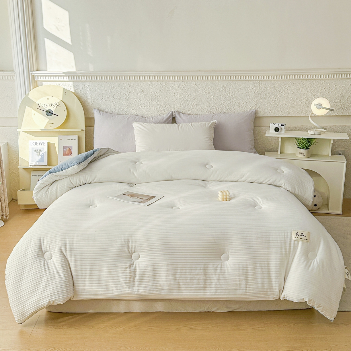 91家纺网 家纺一手货源 找家纺 尊妙被业 2025新款新疆棉花被冬被春秋被被子被芯-良品条纹 良品条白+蓝