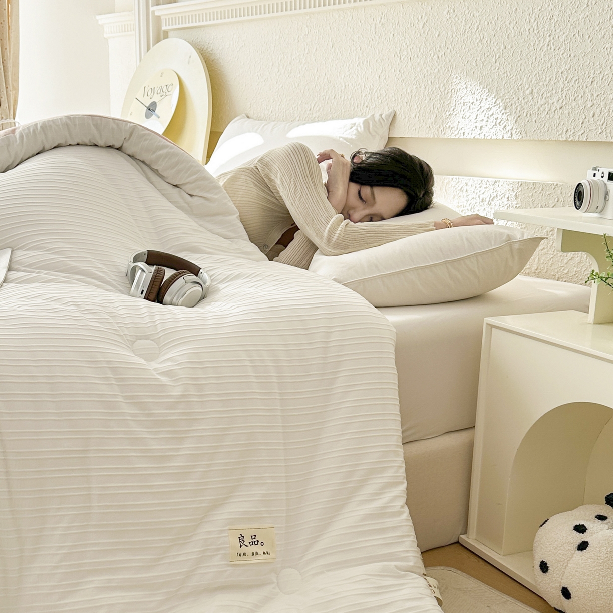 91家纺网 家纺一手货源 找家纺 尊妙被业 2025新款新疆棉花被冬被春秋被被子被芯-良品条纹 良品条白+粉