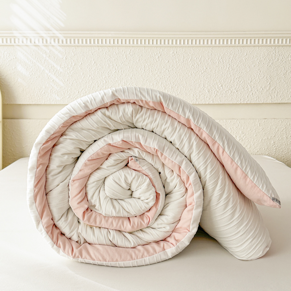 91家纺网 家纺一手货源 找家纺 尊妙被业 2025新款新疆棉花被冬被春秋被被子被芯-良品条纹 良品条白+粉