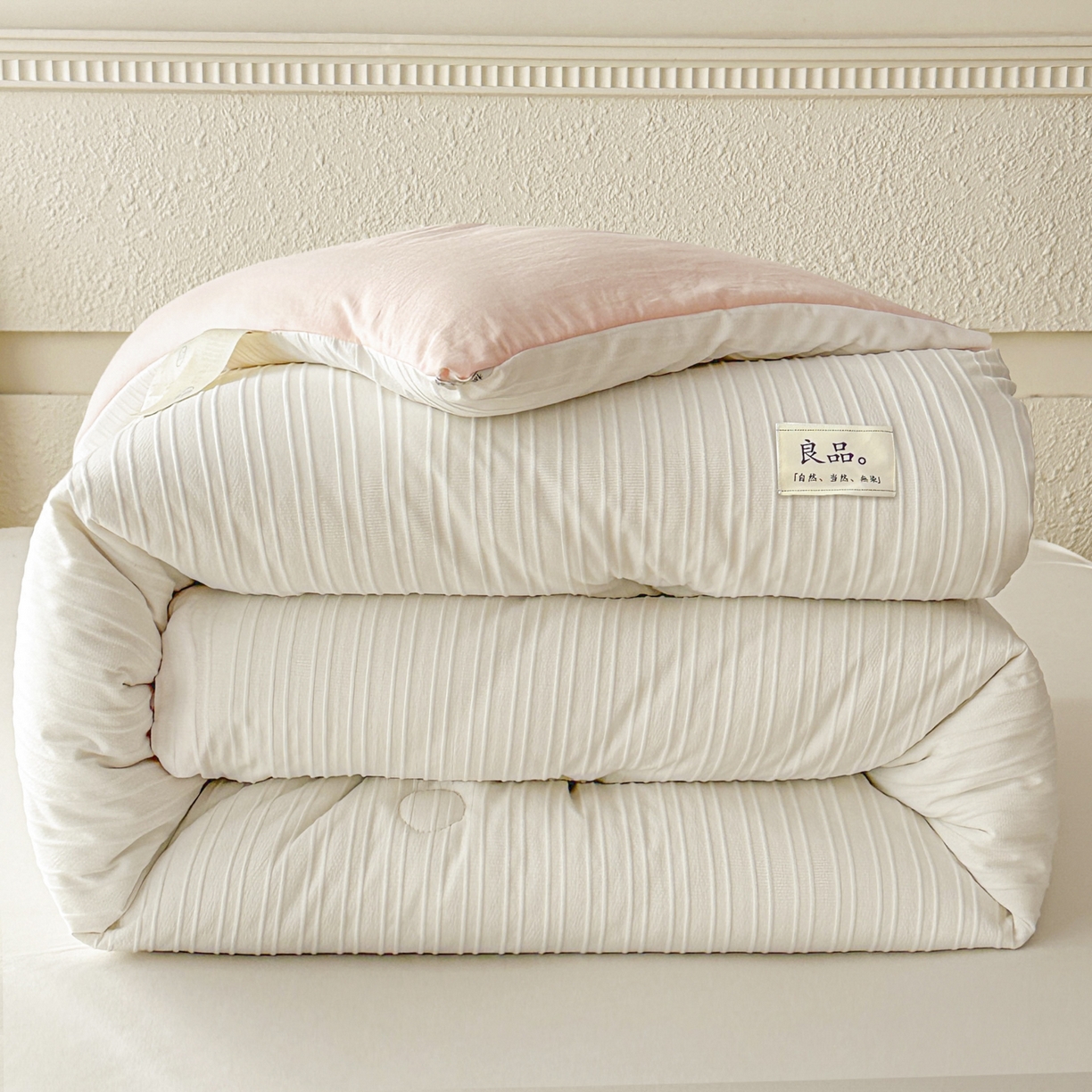 91家纺网 家纺一手货源 找家纺 尊妙被业 2025新款新疆棉花被冬被春秋被被子被芯-良品条纹 良品条白+粉