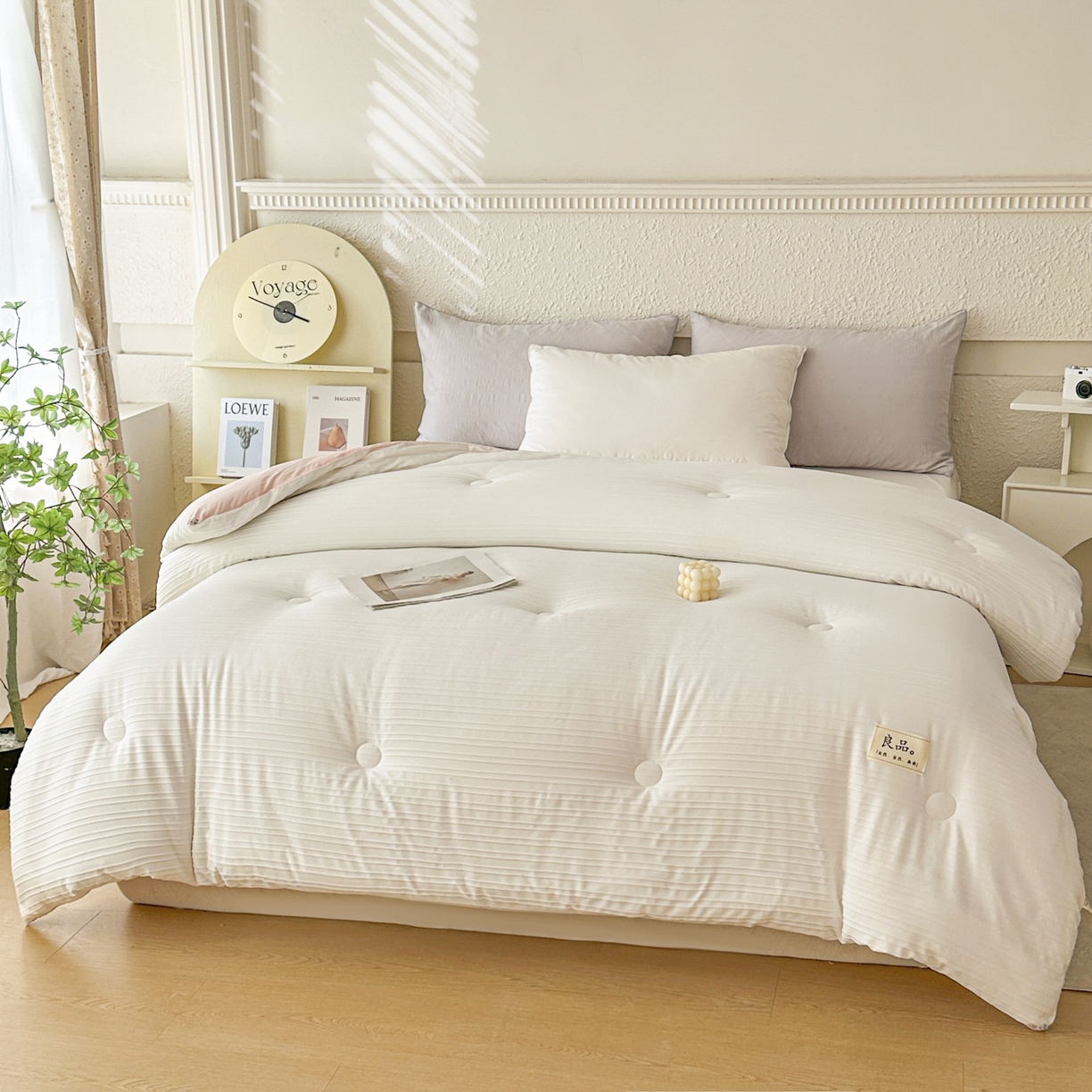 91家纺网 家纺一手货源 找家纺 尊妙被业 2025新款新疆棉花被冬被春秋被被子被芯-良品条纹 良品条白+粉