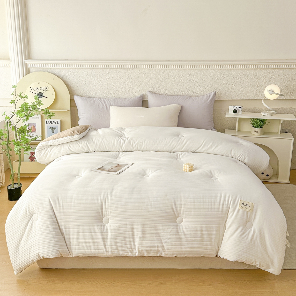 91家纺网 家纺一手货源 找家纺 尊妙被业 2025新款新疆棉花被冬被春秋被被子被芯-良品条纹 良品条白+咖